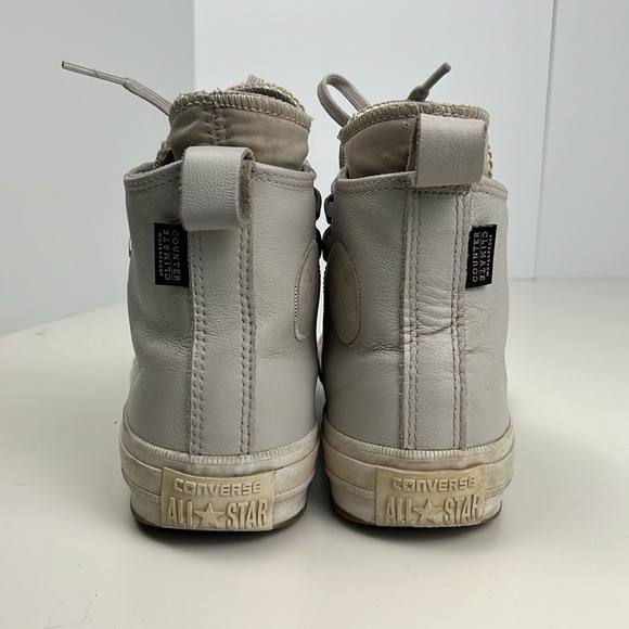Converse High Top Sneaker Boot Chuck Taylor All Star Leather Waterproof Beige - Picture 6 of 16